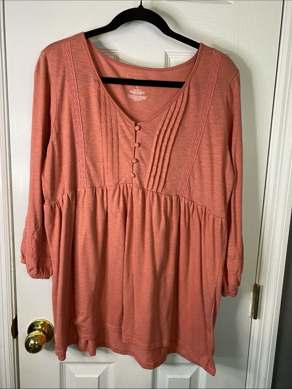 Sonoma Coral Peasant Tunic Maternity Top Size Large.